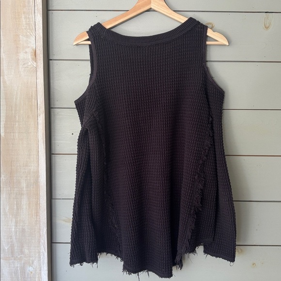 Free People Cold Shoulder Thermal Top — Black, Size S - Picture 6 of 6